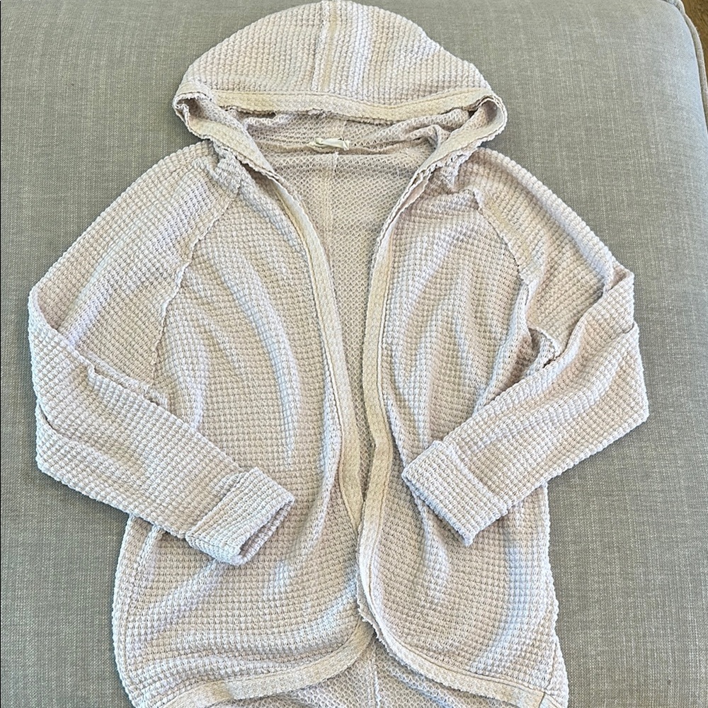 Mia Joy by Joyfolio 14 Cozy Hooded Waffle Knit distressed Cardigan